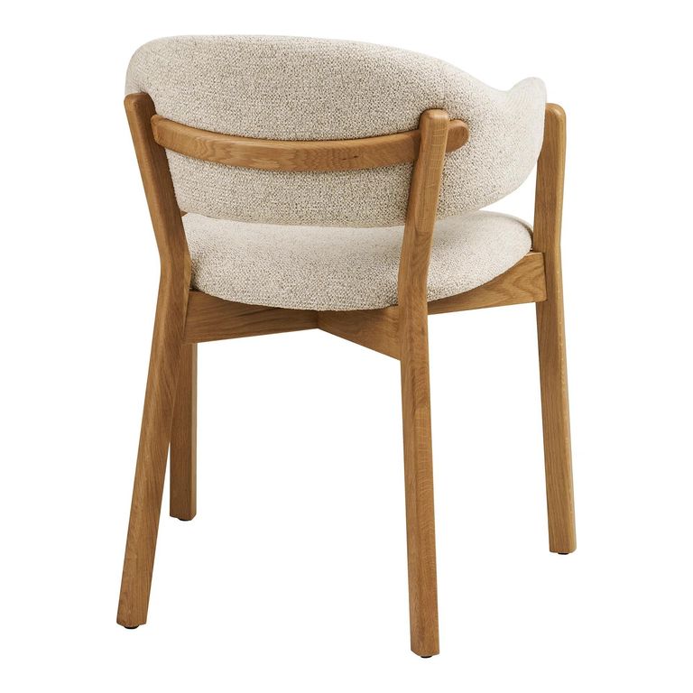 Dunkirk Dining Armchair - Set of 2 - Curved Back - Beige - Fabric and Oak