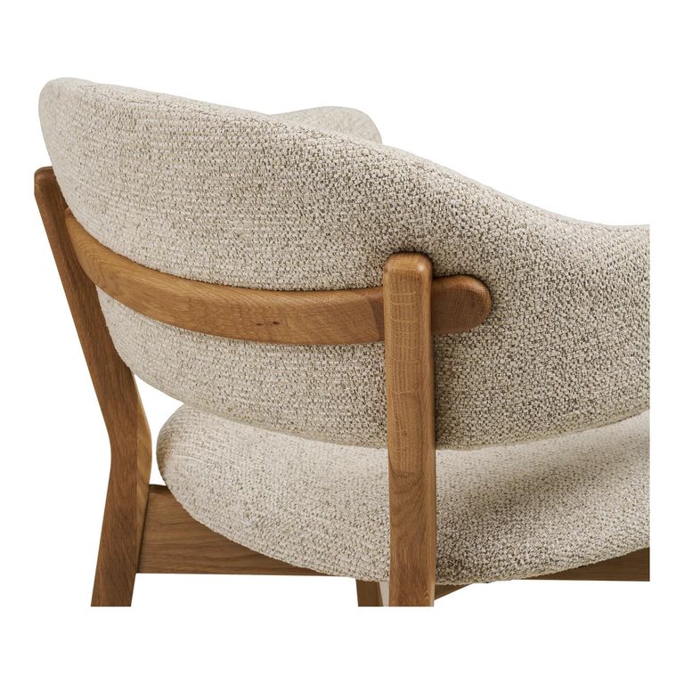 Dunkirk Dining Armchair - Set of 2 - Curved Back - Beige - Fabric and Oak