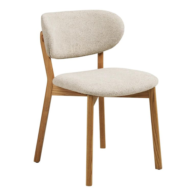Dunkirk Dining Chair - Set of 2 - Curved Back - Beige - Fabric and Oak