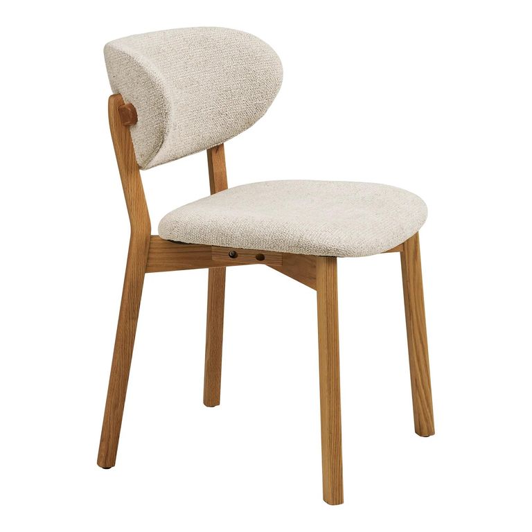 Dunkirk Dining Chair - Set of 2 - Curved Back - Beige - Fabric and Oak
