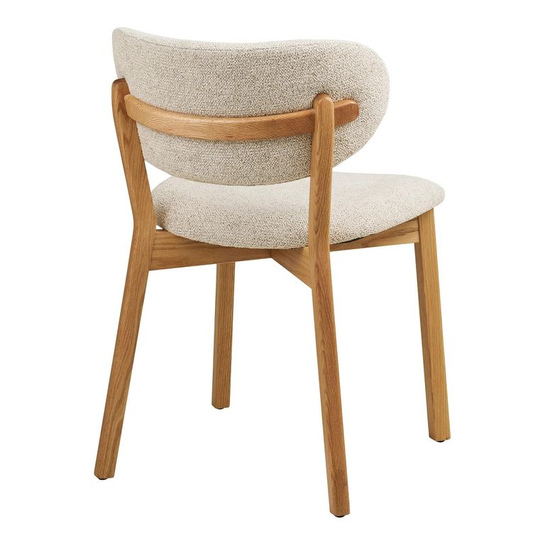 Dunkirk Dining Chair - Set of 2 - Curved Back - Beige - Fabric and Oak