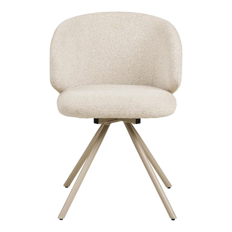 Fulham Swivel Dining Chair - Set of 2 - Curved Back - Sand - Fabric and Metal