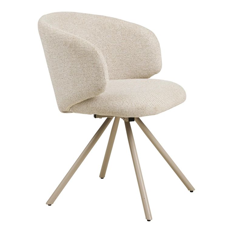 Fulham Swivel Dining Chair - Set of 2 - Curved Back - Sand - Fabric and Metal