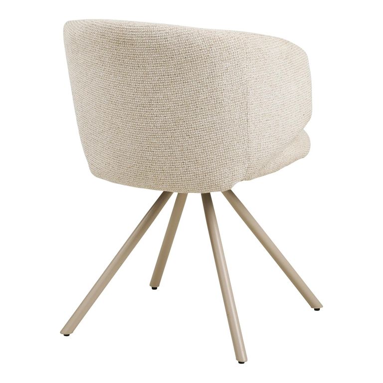 Fulham Swivel Dining Chair - Set of 2 - Curved Back - Sand - Fabric and Metal