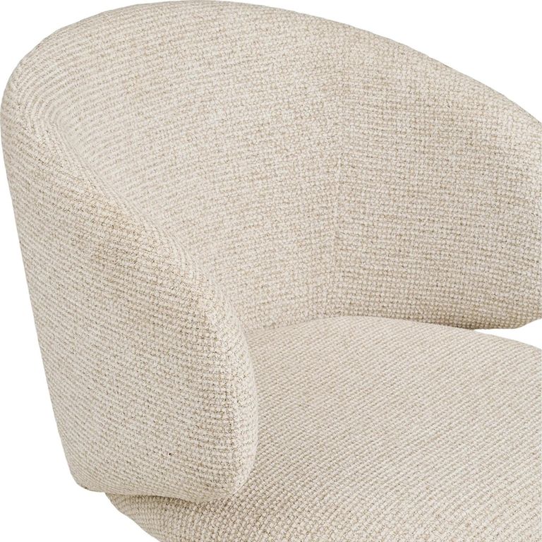 Fulham Swivel Dining Chair - Set of 2 - Curved Back - Sand - Fabric and Metal