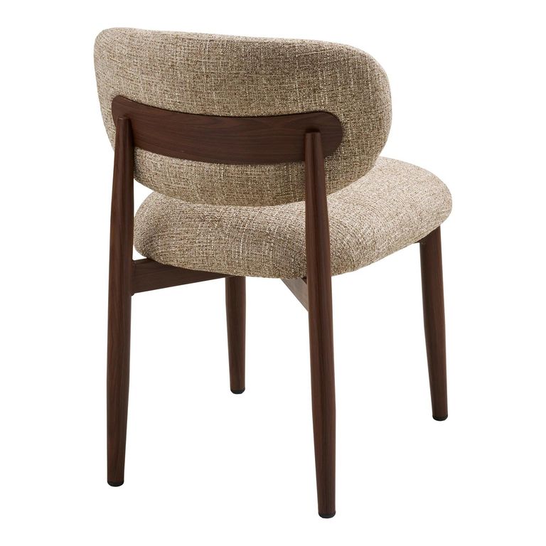 Isola Dining Chair - Set of 2 - Curved Back - Light Brown and Dark Brown - Fabric and Wood