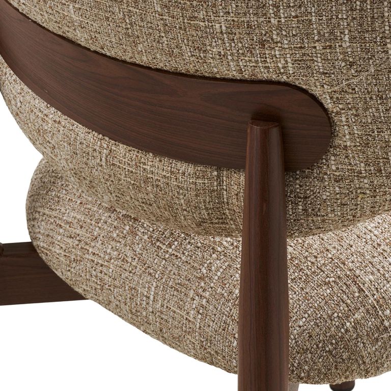 Isola Dining Chair - Set of 2 - Curved Back - Light Brown and Dark Brown - Fabric and Wood