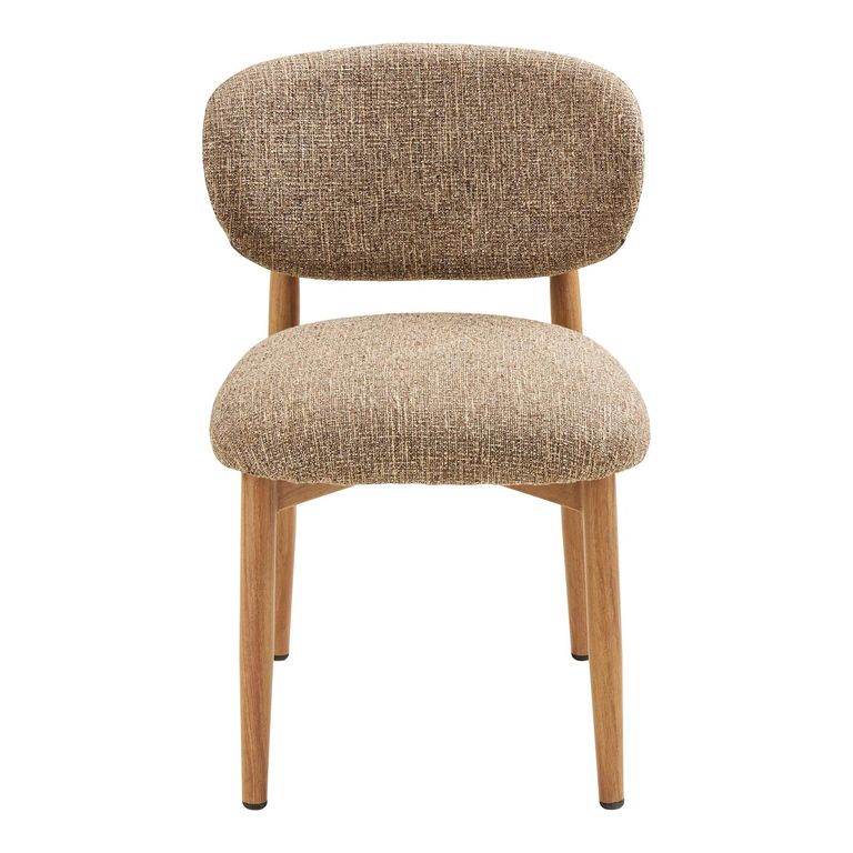 Isola Dining Chair - Set of 2 - Curved Back - Sand and Natural - Fabric and Wood