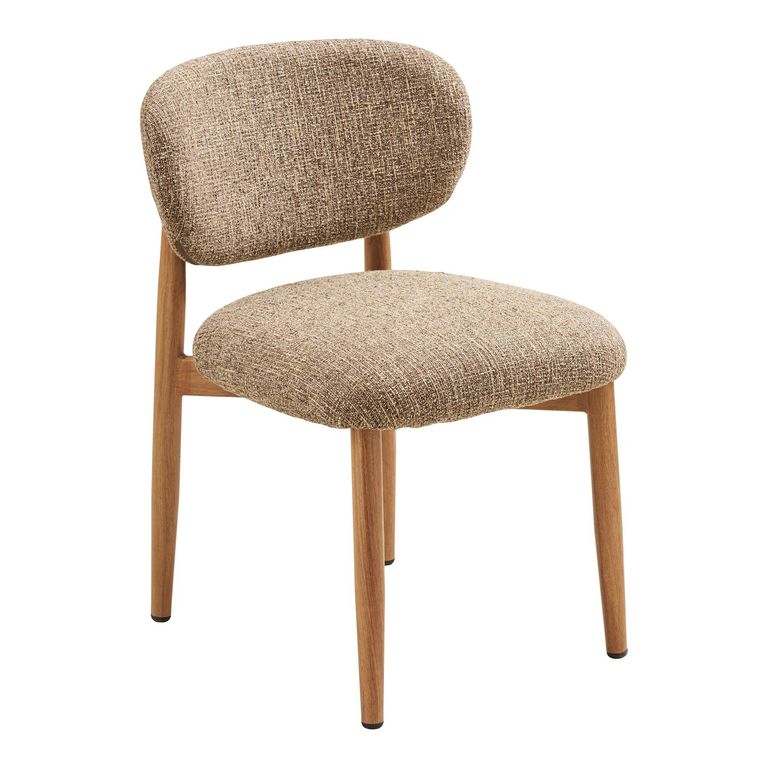Isola Dining Chair - Set of 2 - Curved Back - Sand and Natural - Fabric and Wood