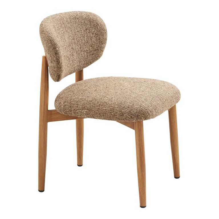 Isola Dining Chair - Set of 2 - Curved Back - Sand and Natural - Fabric and Wood