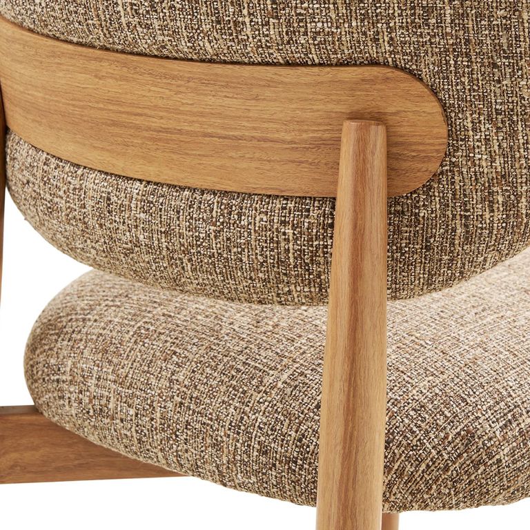 Isola Dining Chair - Set of 2 - Curved Back - Sand and Natural - Fabric and Wood