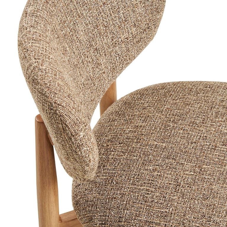Isola Dining Chair - Set of 2 - Curved Back - Sand and Natural - Fabric and Wood