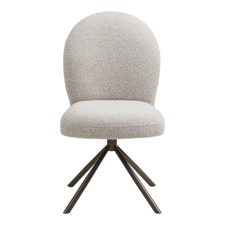 Lana Swivel Dining Chair - Set of 2 - Cream and Grey - Fabric and Metal