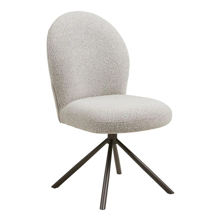 Lana Swivel Dining Chair - Set of 2 - Cream and Grey - Fabric and Metal
