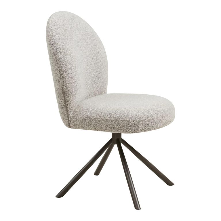 Lana Swivel Dining Chair - Set of 2 - Cream and Grey - Fabric and Metal