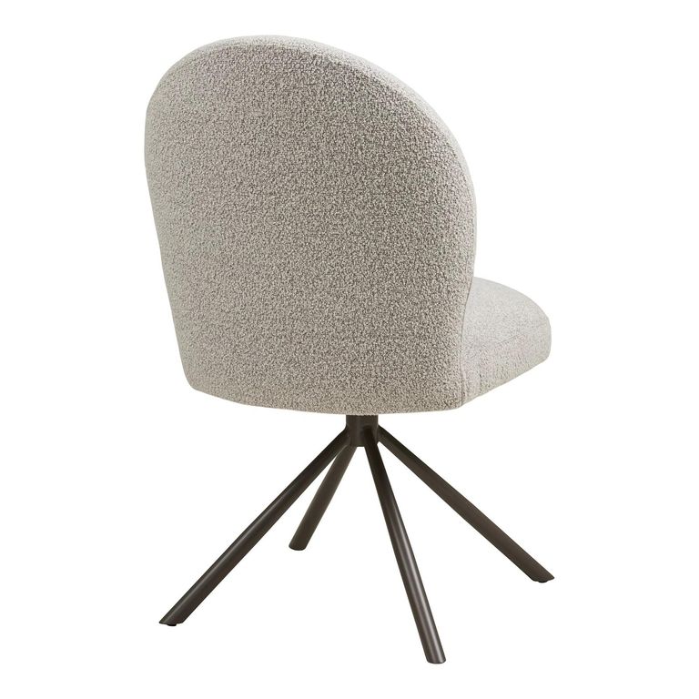 Lana Swivel Dining Chair - Set of 2 - Cream and Grey - Fabric and Metal