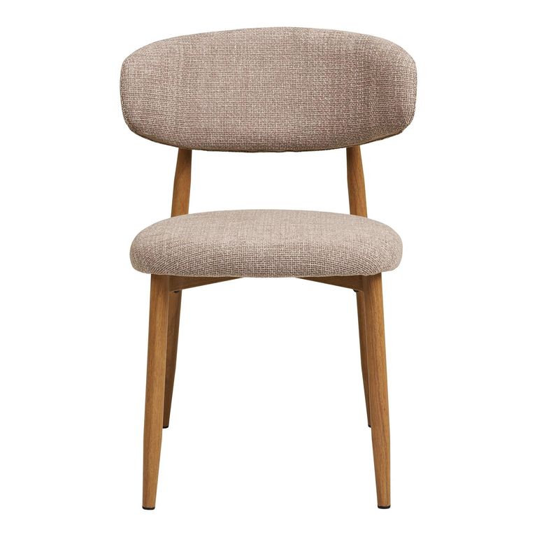 Levanto Dining Chair - Set of 2 - Curved Back - Sand and Natural - Fabric and Wood