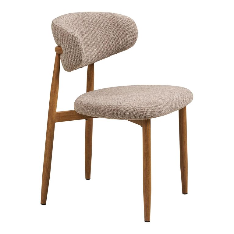 Levanto Dining Chair - Set of 2 - Curved Back - Sand and Natural - Fabric and Wood