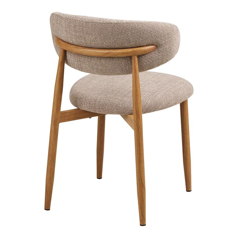 Levanto Dining Chair - Set of 2 - Curved Back - Sand and Natural - Fabric and Wood