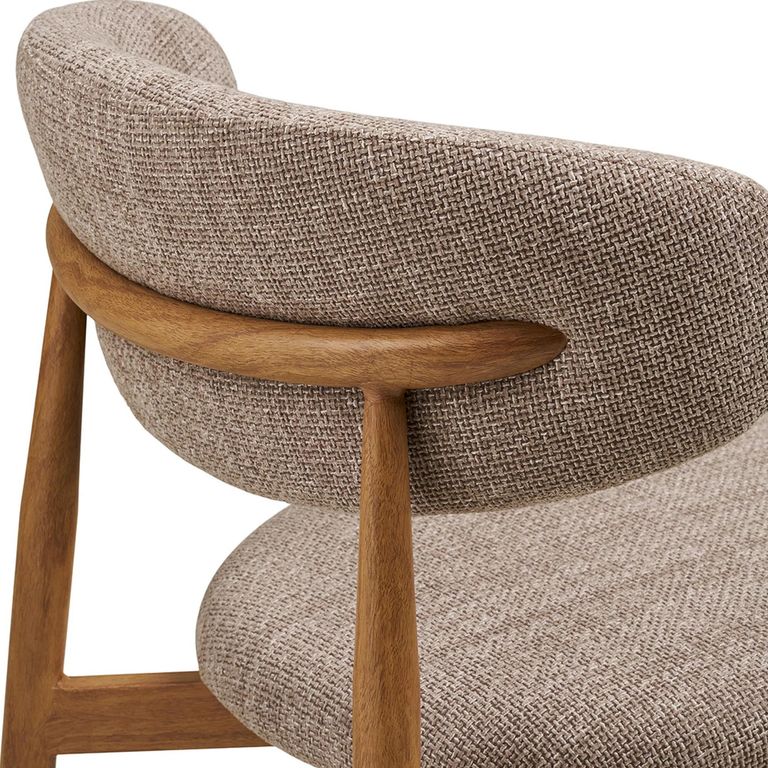 Levanto Dining Chair - Set of 2 - Curved Back - Sand and Natural - Fabric and Wood