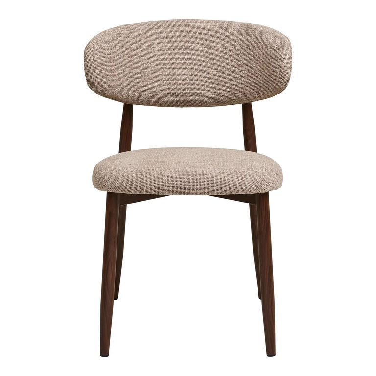 Levanto Dining Chair - Set of 2 - Curved Back - Sand and Walnut - Fabric and Wood