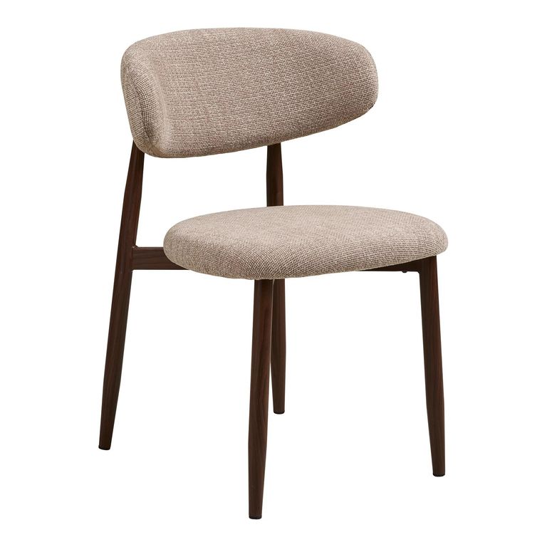 Levanto Dining Chair - Set of 2 - Curved Back - Sand and Walnut - Fabric and Wood