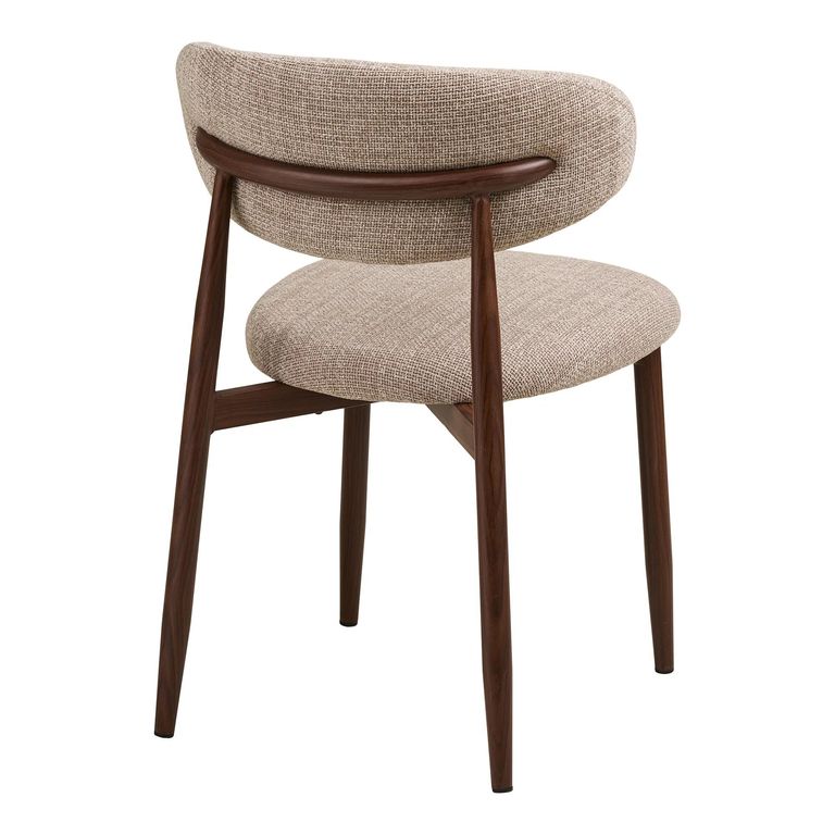 Levanto Dining Chair - Set of 2 - Curved Back - Sand and Walnut - Fabric and Wood