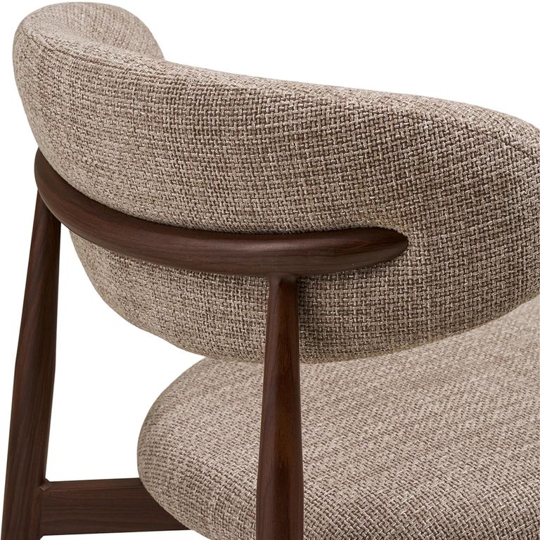 Levanto Dining Chair - Set of 2 - Curved Back - Sand and Walnut - Fabric and Wood
