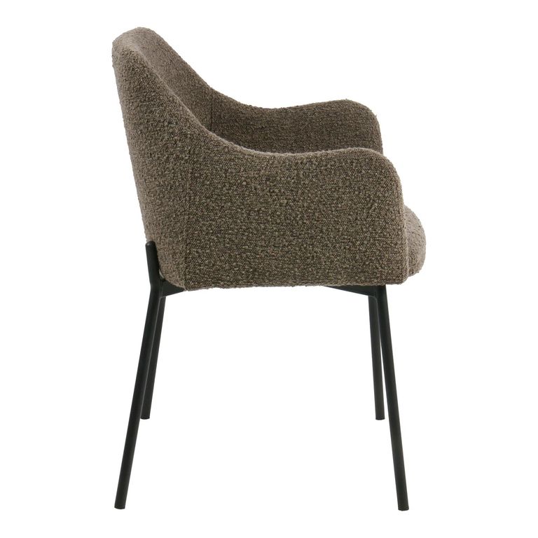 Melilla Dining Armchair - Set of 2 - Brown Boucle and Black - Fabric and Metal