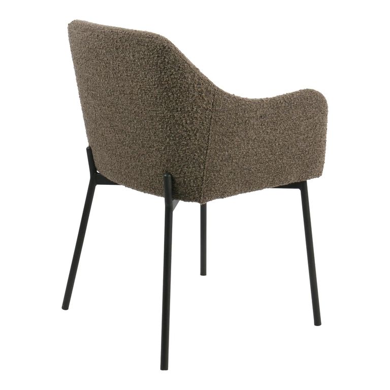 Melilla Dining Armchair - Set of 2 - Brown Boucle and Black - Fabric and Metal