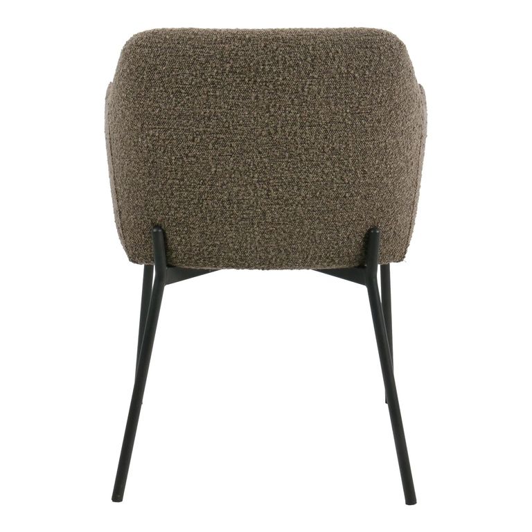 Melilla Dining Armchair - Set of 2 - Brown Boucle and Black - Fabric and Metal