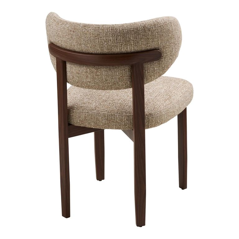 Recco Dining Chair - Set of 2 - Curved Back - Light Brown and Dark Brown - Fabric and Wood