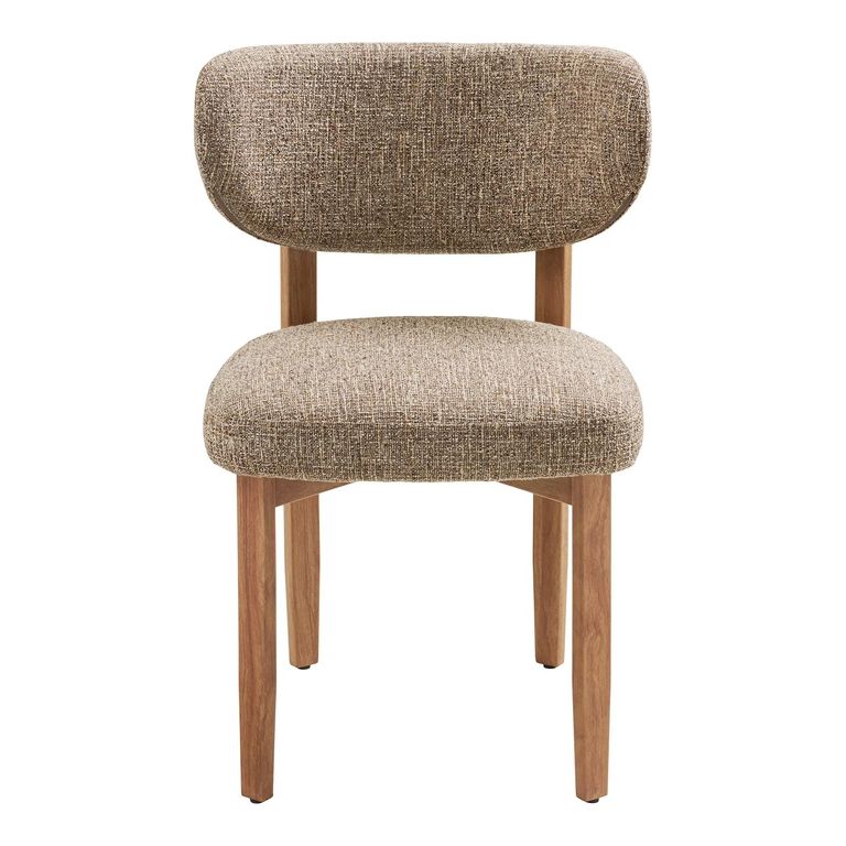Recco Dining Chair - Set of 2 - Curved Back - Sand and Natural - Fabric and Wooden