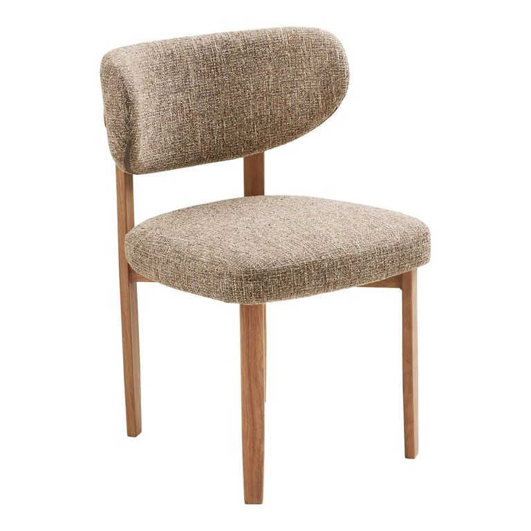 Recco Dining Chair - Set of 2 - Curved Back - Sand and Natural - Fabric and Wooden