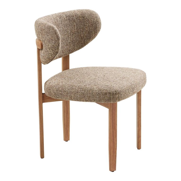 Recco Dining Chair - Set of 2 - Curved Back - Sand and Natural - Fabric and Wooden