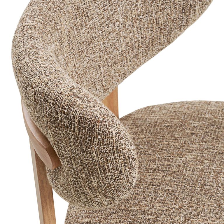 Recco Dining Chair - Set of 2 - Curved Back - Sand and Natural - Fabric and Wooden