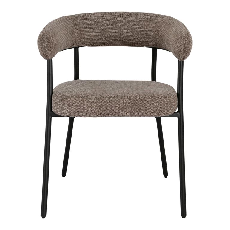 Trivio Dining Armchair - Set of 2 - Curved Back - Brown and Black - Fabric and Metal