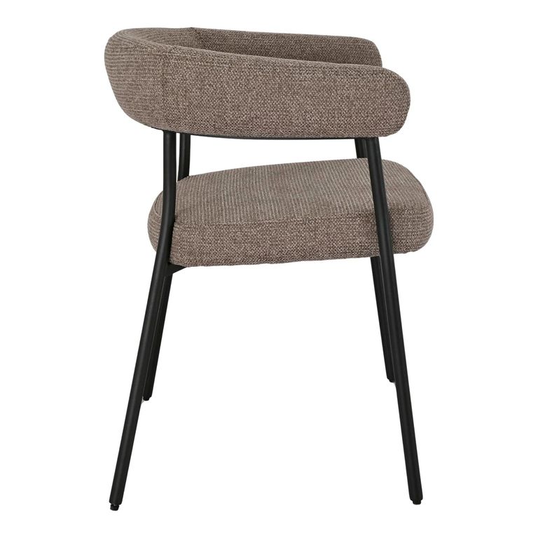 Trivio Dining Armchair - Set of 2 - Curved Back - Brown and Black - Fabric and Metal