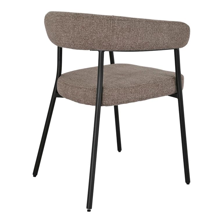 Trivio Dining Armchair - Set of 2 - Curved Back - Brown and Black - Fabric and Metal