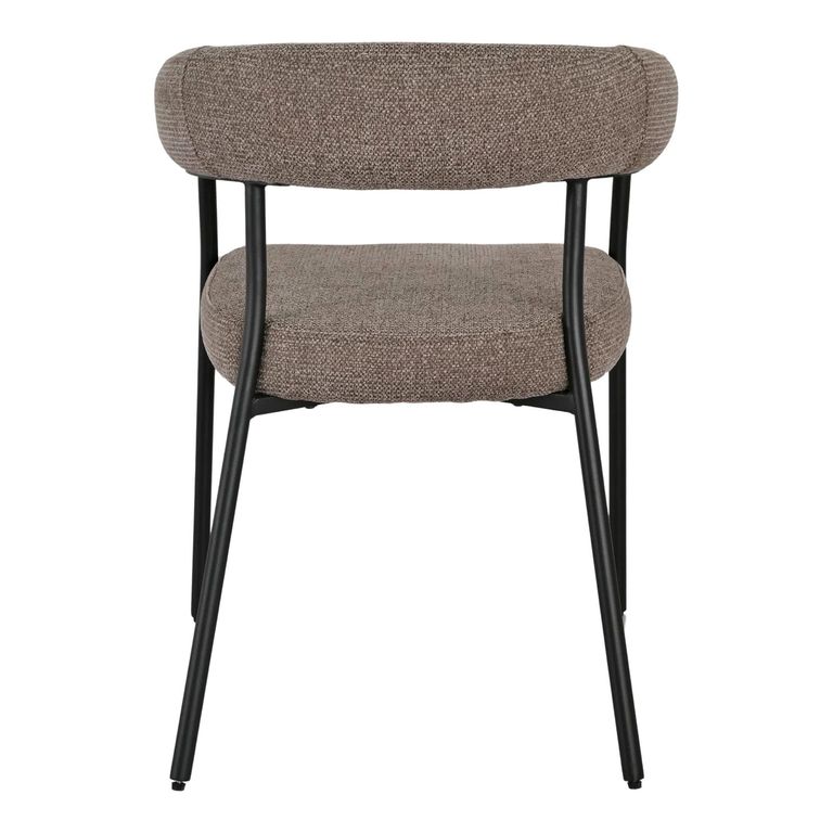 Trivio Dining Armchair - Set of 2 - Curved Back - Brown and Black - Fabric and Metal