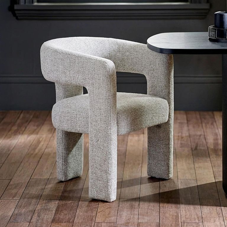 Aurelia Dining Armchair - Curved Back - Light Grey - Fabric