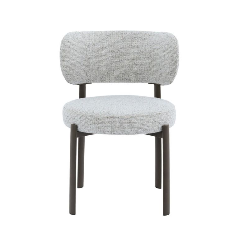 Zoey Dining Chair - Set of 2 - Curved Back - Beige - Fabric and Metal