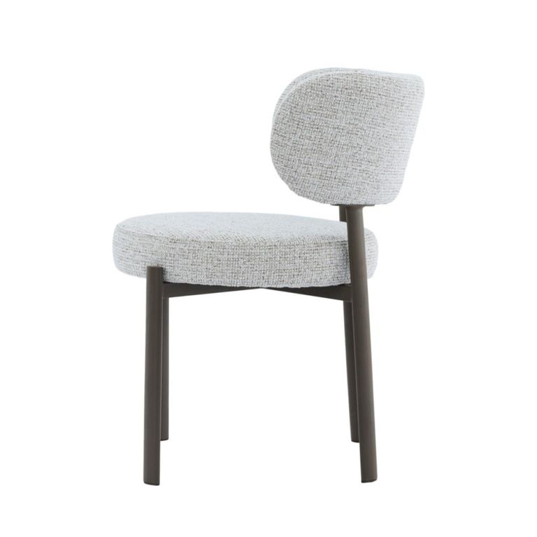 Zoey Dining Chair - Set of 2 - Curved Back - Beige - Fabric and Metal