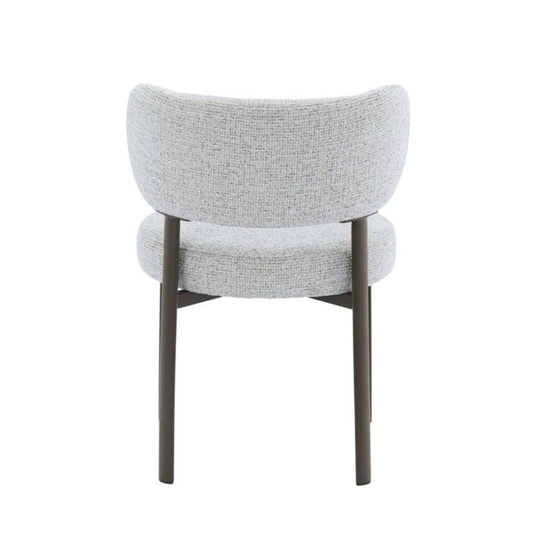 Zoey Dining Chair - Set of 2 - Curved Back - Beige - Fabric and Metal