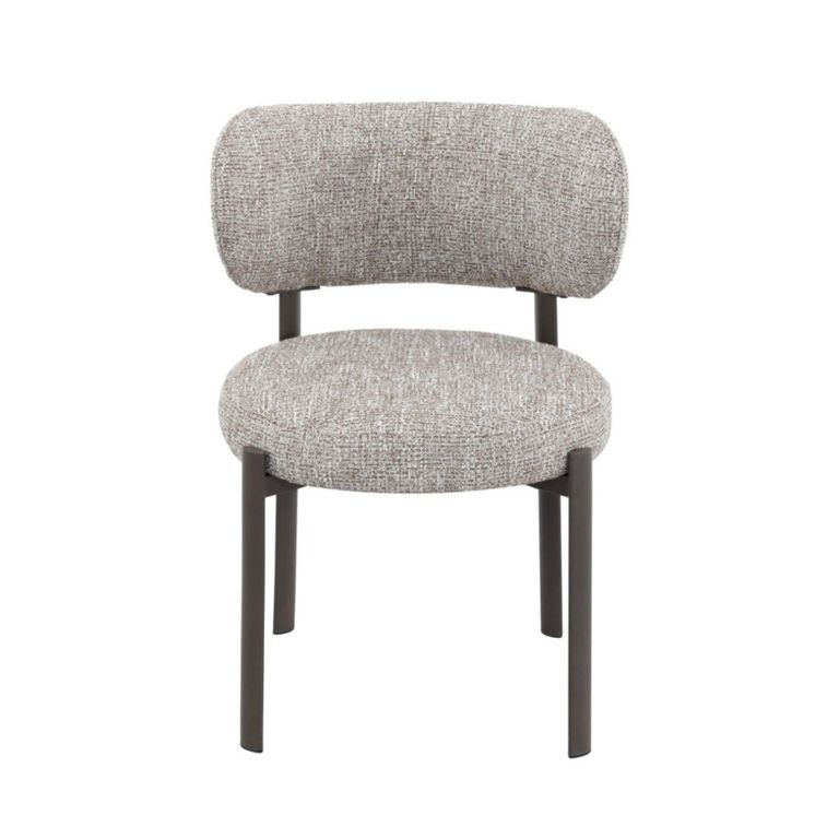 Zoey Dining Chair - Set of 2 - Curved Back - Mocha - Fabric and Metal