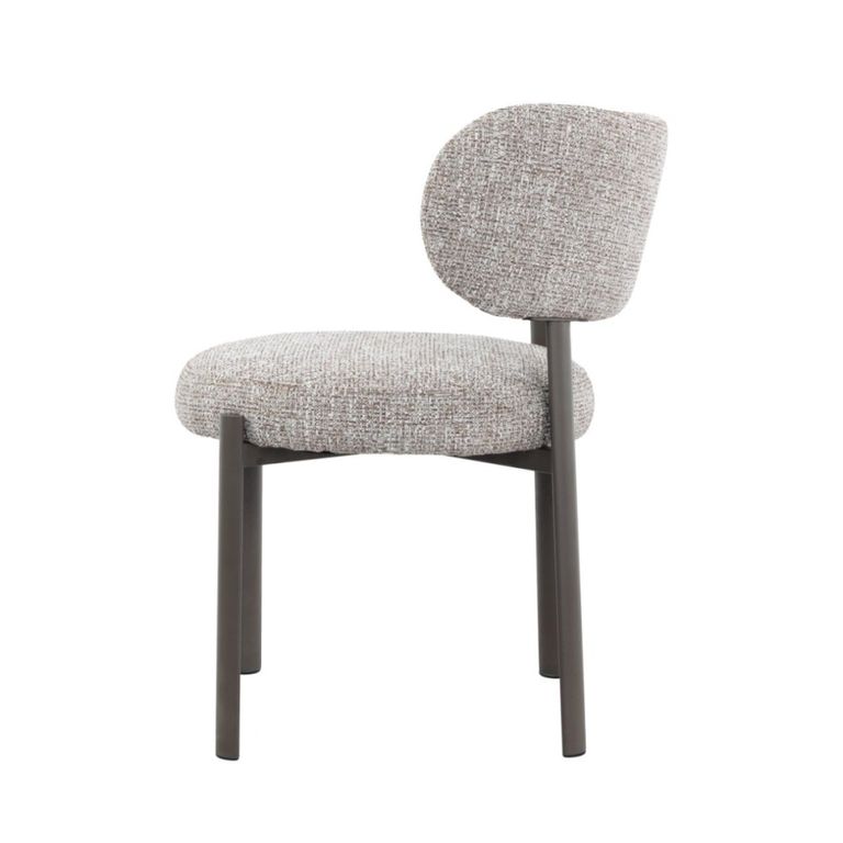 Zoey Dining Chair - Set of 2 - Curved Back - Mocha - Fabric and Metal