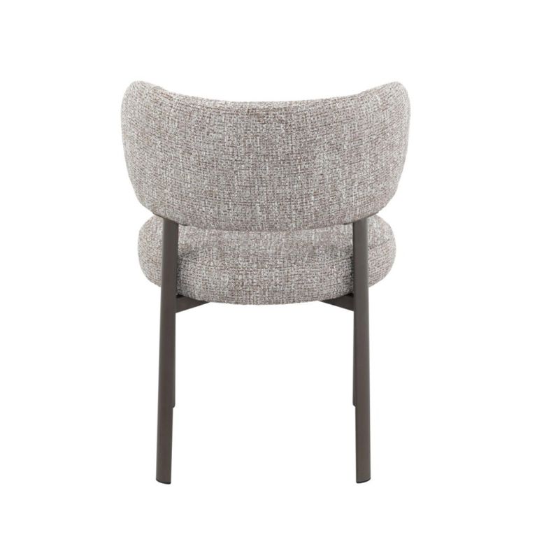 Zoey Dining Chair - Set of 2 - Curved Back - Mocha - Fabric and Metal