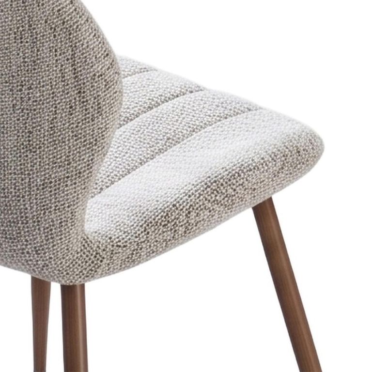 Turin Dining Chair - Set of 2 - Curved Back - Latte and Walnut - Fabric and Wood