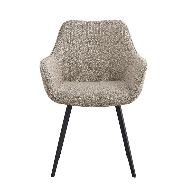 Luca Dining Armchair - Set of 2 - Beige - Boucle Fabric