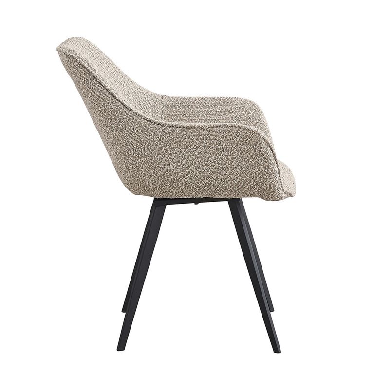 Luca Dining Armchair - Set of 2 - Beige - Boucle Fabric